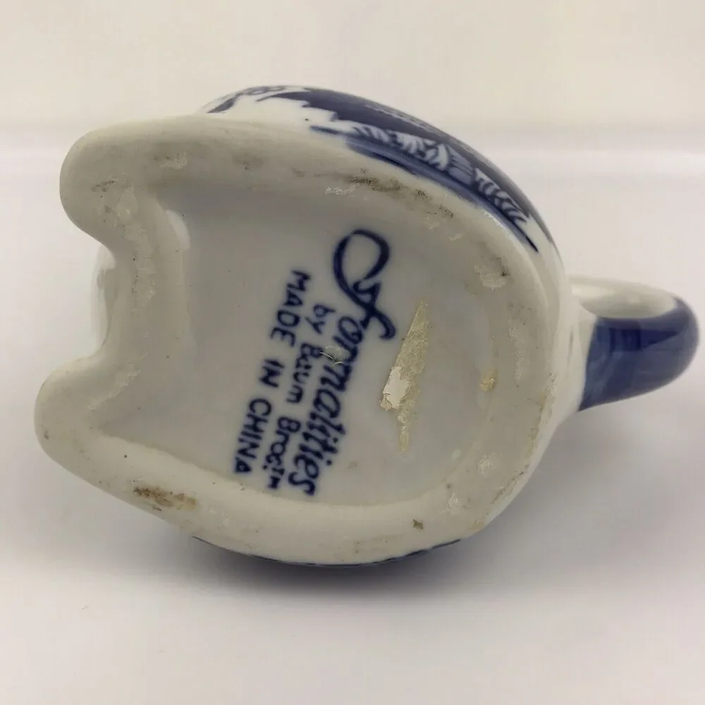 Baum Bros Formalities Bunny Rabbit Creamer Figurine White Blue Porcelain